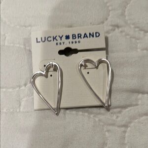Lucky Brand Silver Heart Earrings